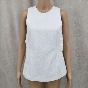 CO Collections Elegant White Sleeveless Top Cotton Linen Italian Fabric Luxury